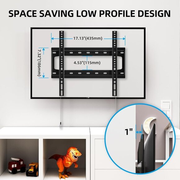 Universal Fixed TV Mount for 26-65 Inch Screens, Elegant Alloy Steel Design - Picture 3 of 8